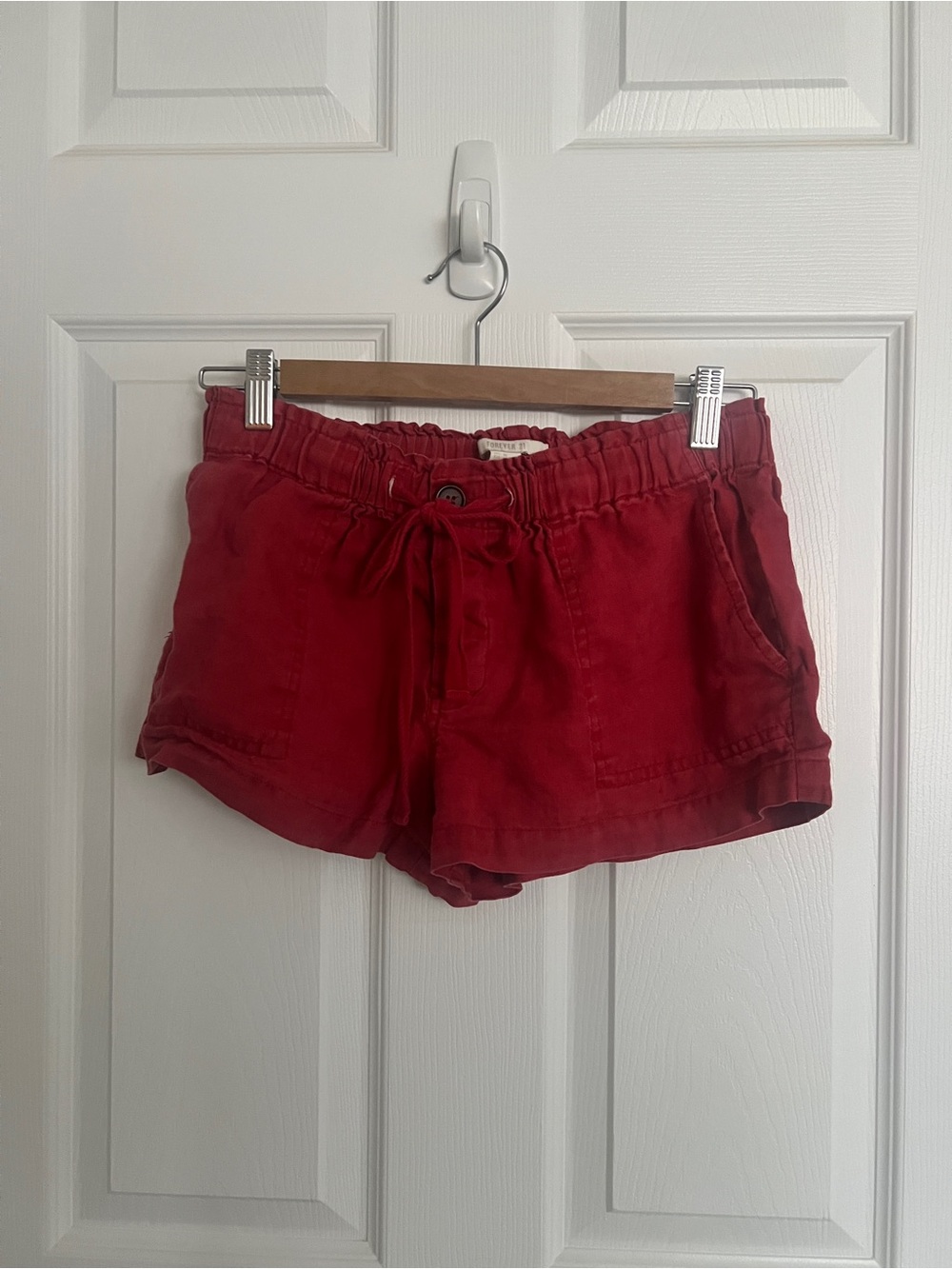 Forever 21 Red Drawstring Summer Shorts